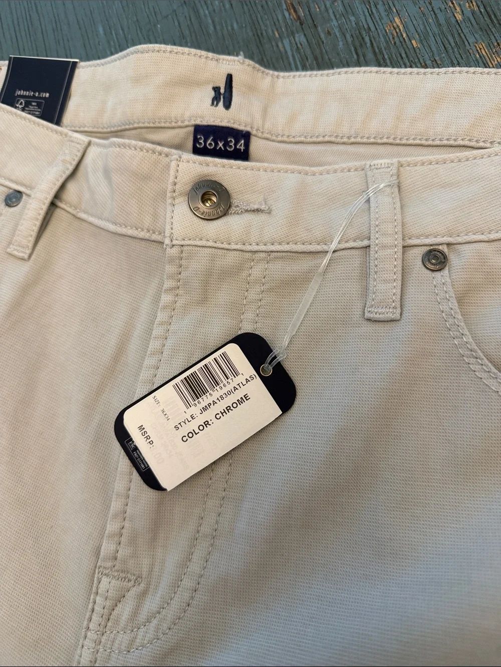 Johnnie-O Atlas Stretch 5-Pocket Pants – Chrome – 36 x 34 – NWT